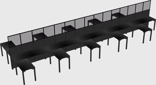 Shared l-shape cubicle