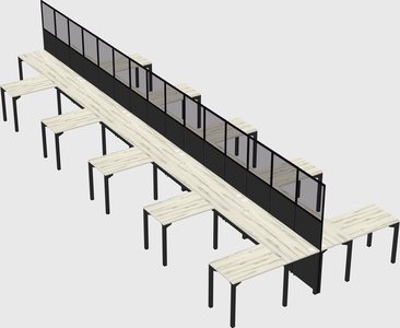 Shared l-shape cubicle