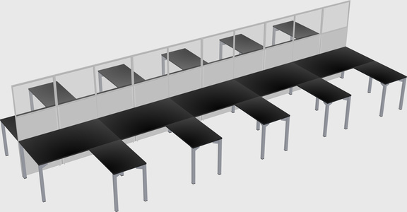 Shared l-shape cubicle