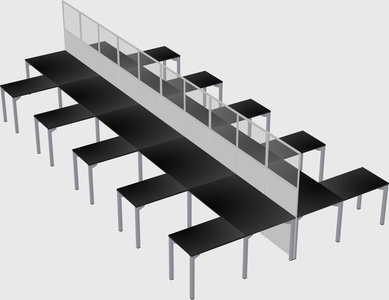 Shared l-shape cubicle