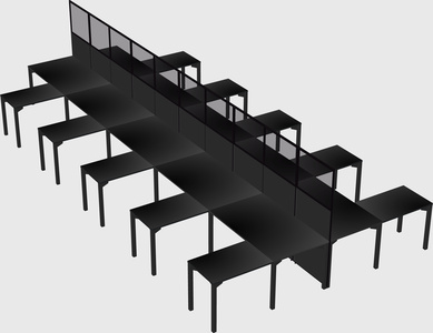 Shared l-shape cubicle