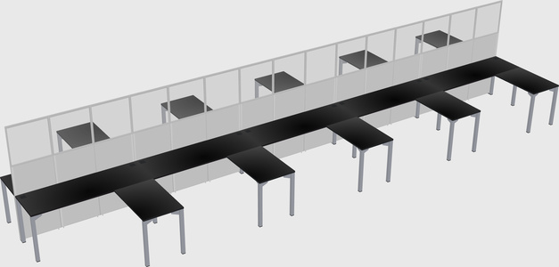 Shared l-shape cubicle