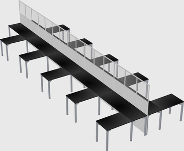 Shared l-shape cubicle