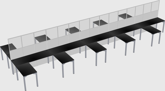 Shared l-shape cubicle
