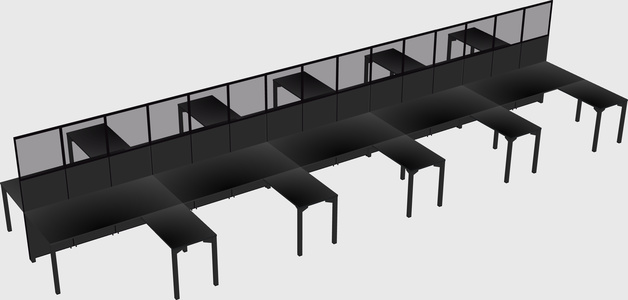 Shared l-shape cubicle