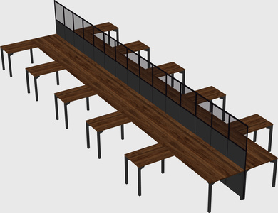 Shared l-shape cubicle