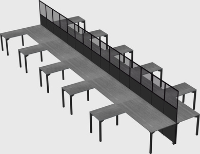 Shared l-shape cubicle