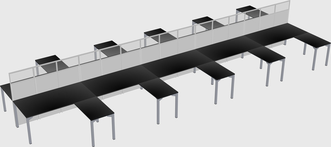 Shared l-shape cubicle