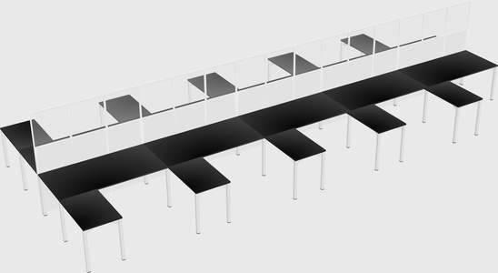 Shared l-shape cubicle