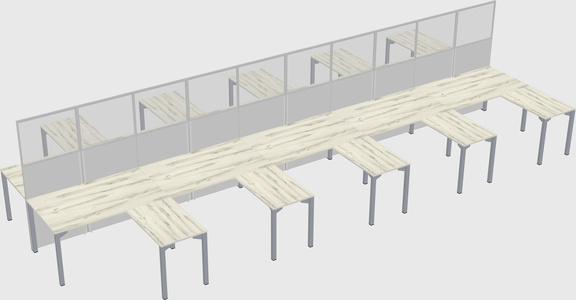 Shared l-shape cubicle
