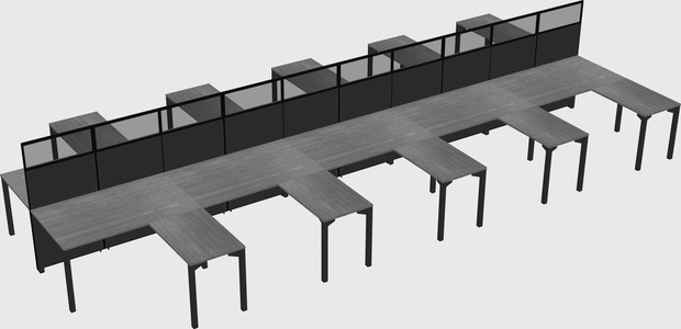 Shared l-shape cubicle