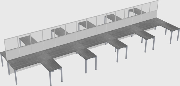 Shared l-shape cubicle