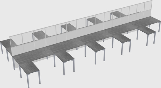 Shared l-shape cubicle