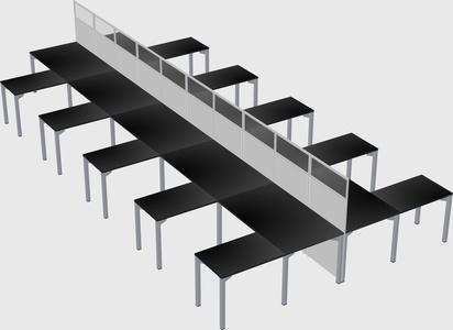 Shared l-shape cubicle