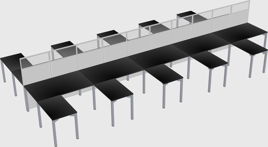 Shared l-shape cubicle