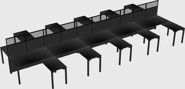 Shared l-shape cubicle