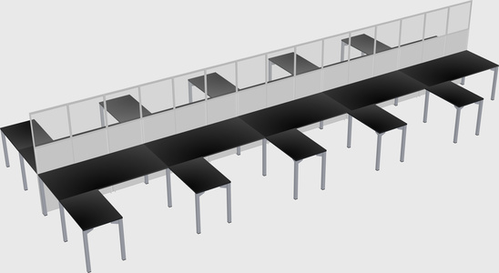 Shared l-shape cubicle