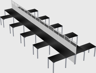 Shared l-shape cubicle