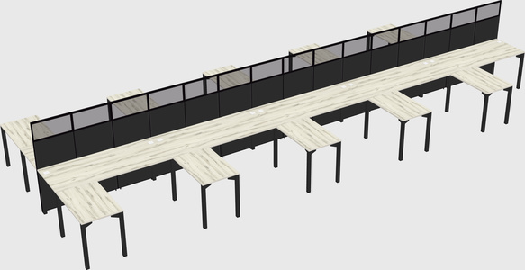 Shared l-shape cubicle