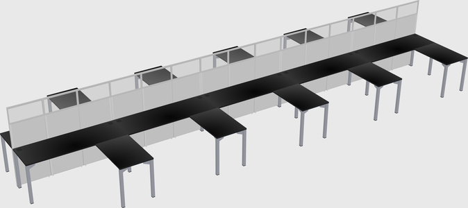 Shared l-shape cubicle