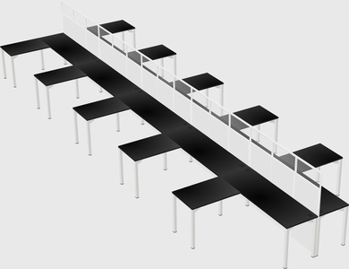 Shared l-shape cubicle