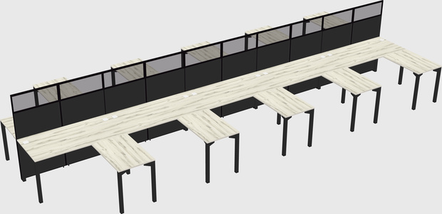 Shared l-shape cubicle
