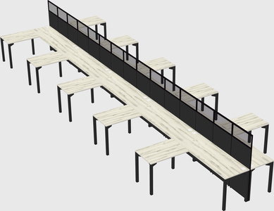 Shared l-shape cubicle