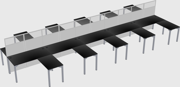 Shared l-shape cubicle