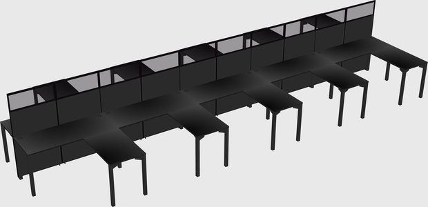 Shared l-shape cubicle