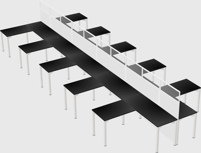 Shared l-shape cubicle
