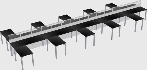 Shared l-shape cubicle