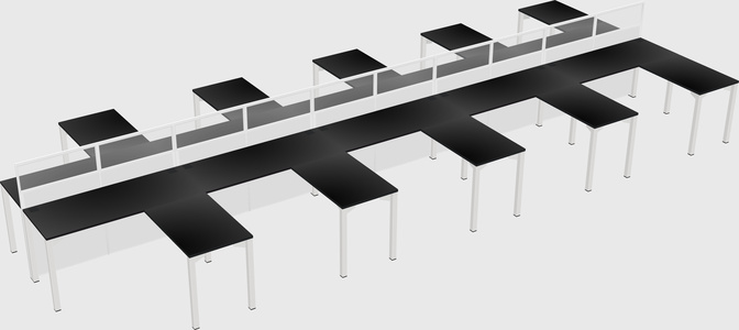 Shared l-shape cubicle