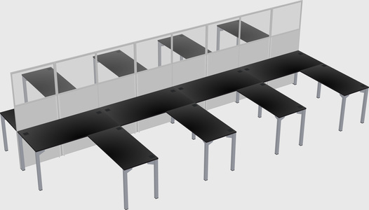 Shared l-shape cubicle