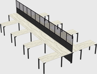 Shared l-shape cubicle