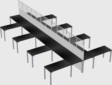 Shared l-shape cubicle
