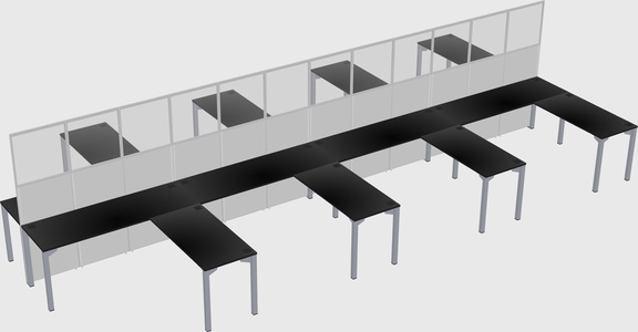 Shared l-shape cubicle
