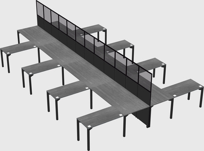 Shared l-shape cubicle