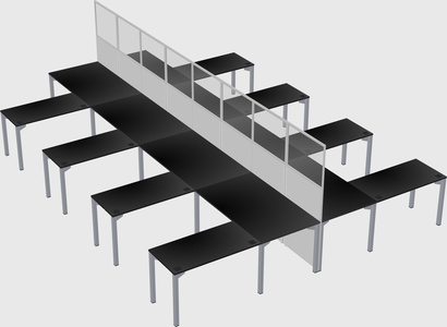 Shared l-shape cubicle