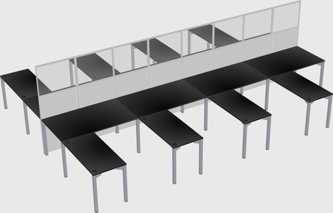 Shared l-shape cubicle
