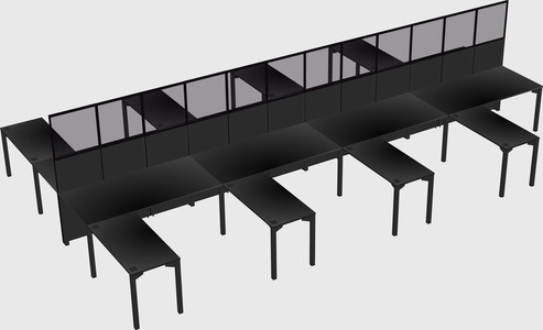 Shared l-shape cubicle