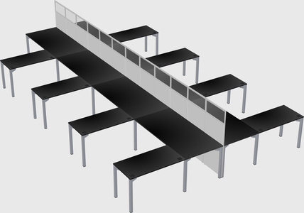 Shared l-shape cubicle