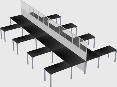 Shared l-shape cubicle
