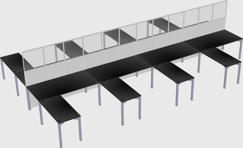 Shared l-shape cubicle