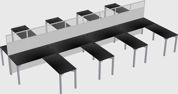 Shared l-shape cubicle