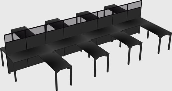 Shared l-shape cubicle