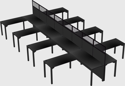 Shared l-shape cubicle