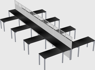 Shared l-shape cubicle
