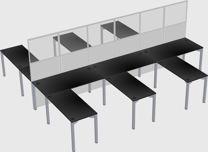 Shared l-shape cubicle