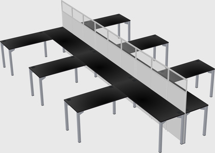 Shared l-shape cubicle