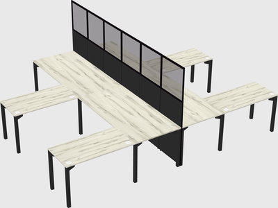 Shared l-shape cubicle